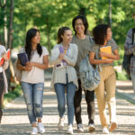 College students walking