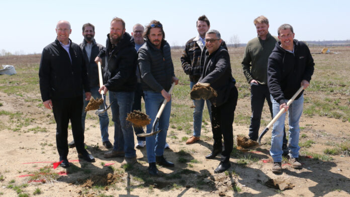 Twenty40 Building Concepts president Chad Pelley is joined by Marion officials and development partners at a groundbreaking ceremony for a new office and warehouse building in the Marion Enterprise Center