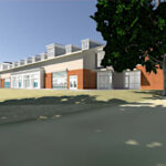 A rendering shows the proposed design of the Cedar Rapids Country Club expansion indoor tennis facility.