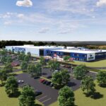 Rendering of commercial biomanufacturing facility in North Liberty