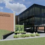 A rendering of the David and Janice McInally Center for Health & Society, nursing school.