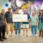 Left to right: Eric Benson (Aureon), Joe Kell (Commander Fairfax American and Park Director) William Wicks (Boy Scout Troop 37), Mark Ekstrom (Fairfax American Legion), Bernie Frieden (Fairfax Mayor), Bre Horstman (South Slope). CREDIT SOUTH SLOPE