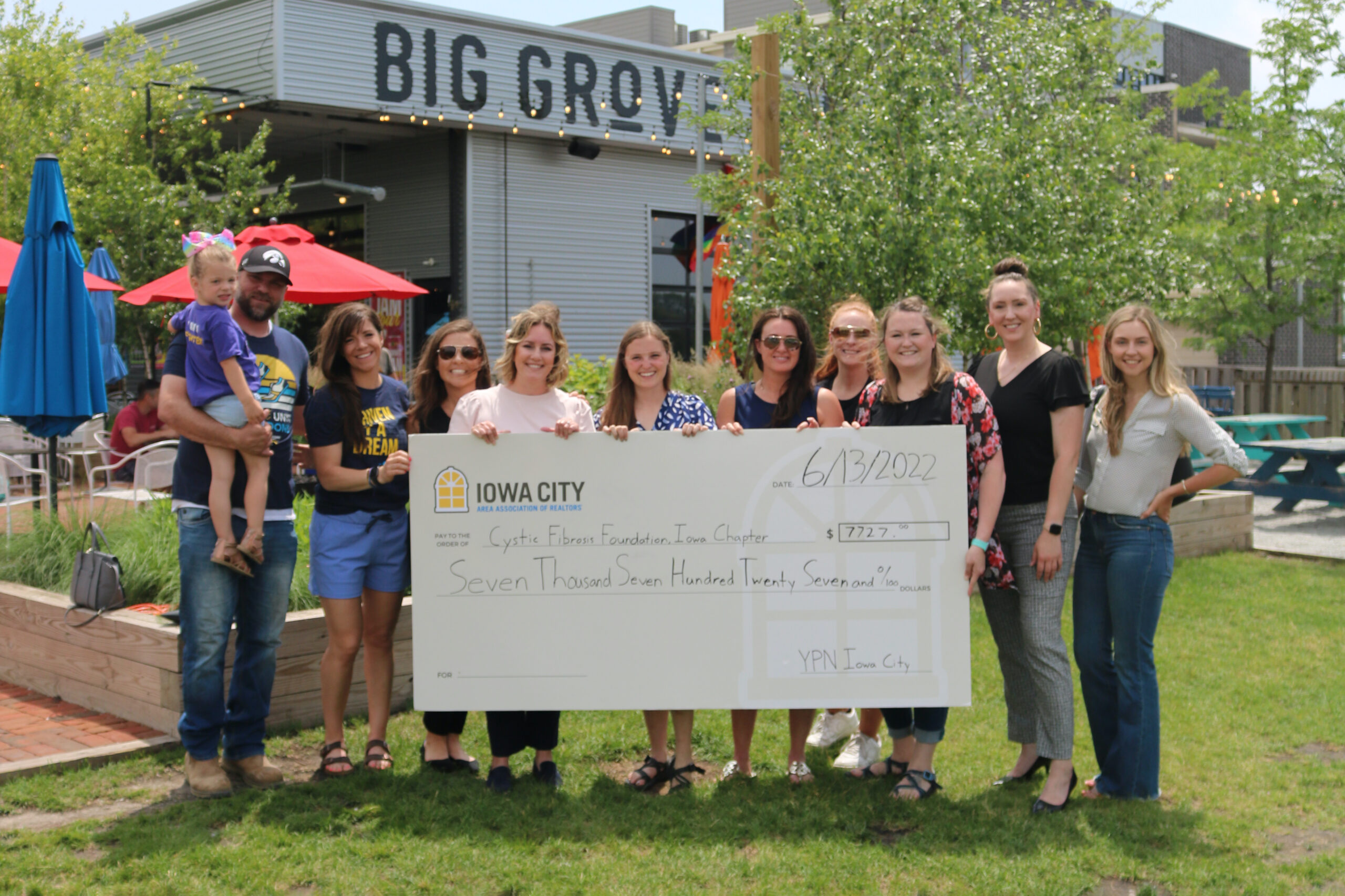More than $7,000 was raised by the Iowa City Area Association of Realtors for the Iowa City chapter of the Cystic Fibrosis Foundation. outside Big Grove Brewery.