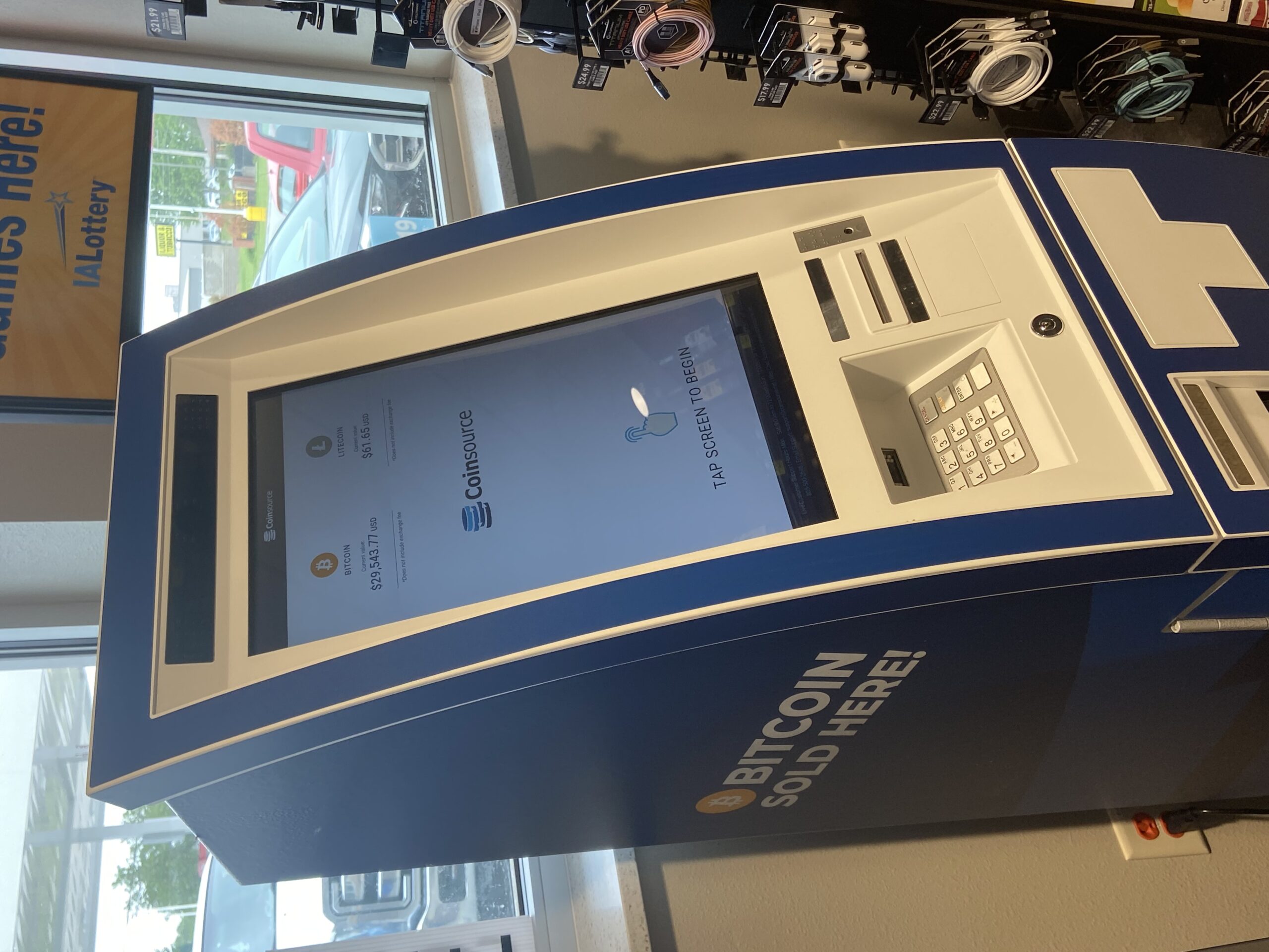 A Bitcoin ATM machine at Kwik Star in Iowa City.