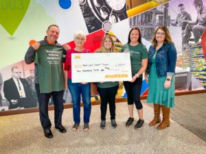 Eric Benson (Aureon), Mary K. Mitchell, Kaila Rome and Sloane Terrill (North Liberty Community Pantry), Bre Horstman (South Slope). CREDIT SOUTH SLOPE