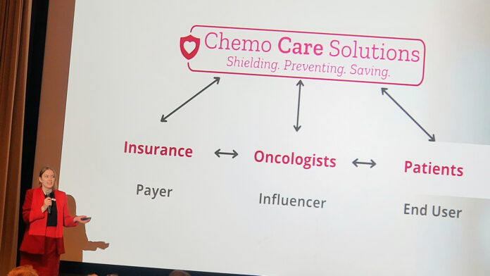 Chemo Care Solutions presentation Chemo Care Solutions founder Madeleine Humpal-Pash presents at University Pitch Madness in Chicago.