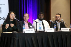 Panelists Elizabeth Buch, Jason Glass, Cory Holloway, and Erick Recinos at CBJ's Diversity , Inclusion & Impact Symposium on Aug. 17, 2022.