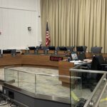 Council chambers at Emma J. Harvat Hall in Iowa City in Johnson County on Aug. 16.