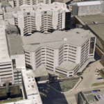An aerial view of the John Pappajohn Pavilion.