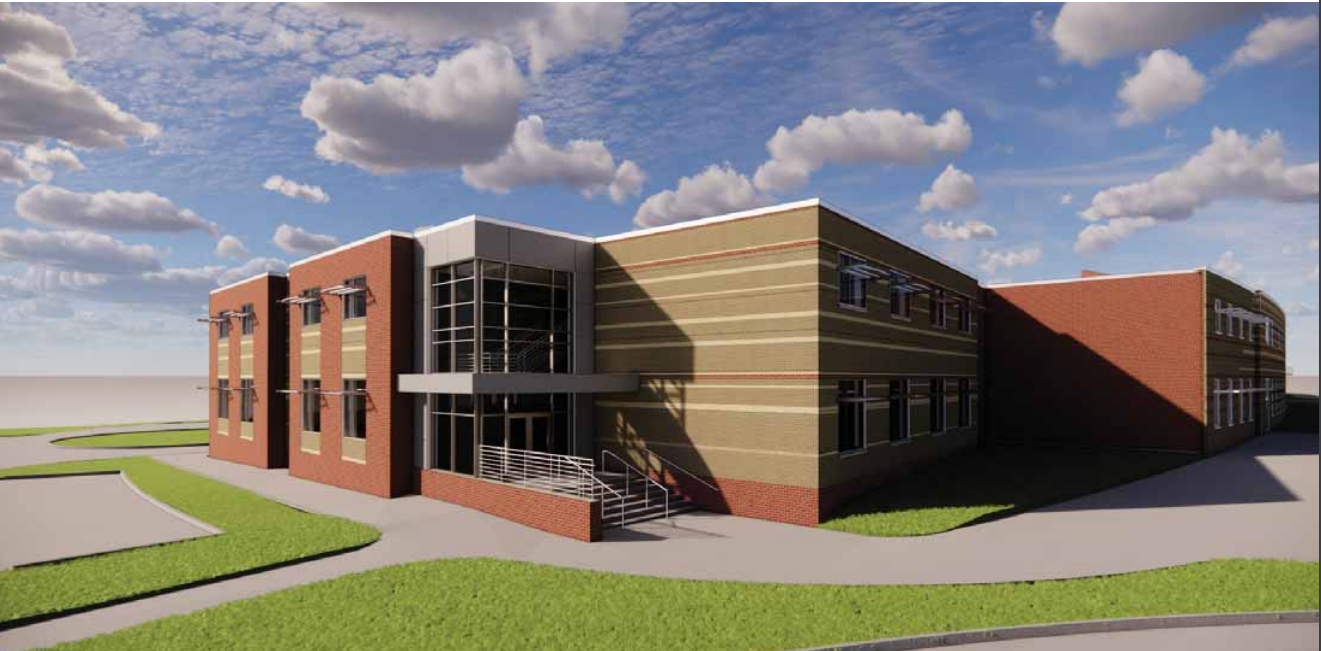 A rendering of the proposed sixth grade classrooms addition to North Central Junior High.