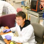 UI professor Xuan Song works on 3d printing of ceramics and polymers at the CCAD Engineering Research Facility.