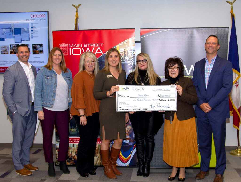 The Iowa Economic Development Authority (IEDA) awarded Uptown Marion – A Main Street Iowa District a $100,000 Main Street Iowa Challenge Grant for the Davis/Draper Building.