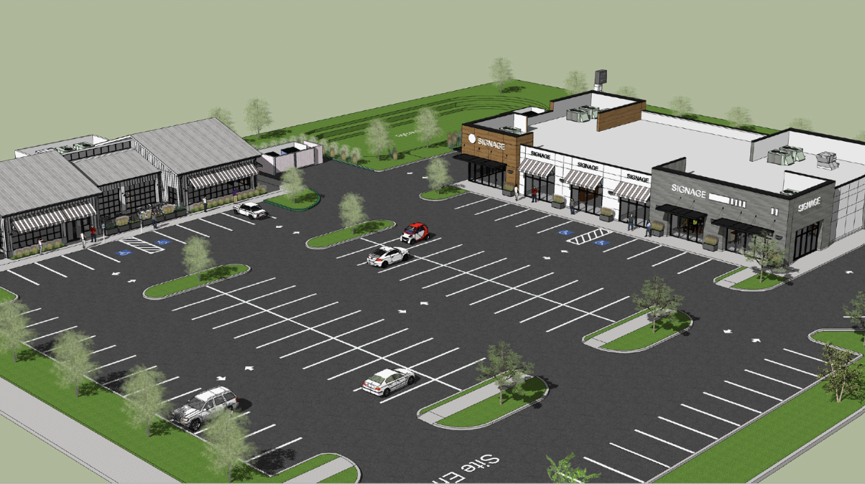 A rendering of a 14,000-square-feet development in Coralville featuring a new bakery and deli, as well a multi-tenant retail space. CREDIT STREAMLINE ARCHITECTS