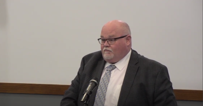 JD Royal Hospitality COO John Crump presents the development plan for a dual-brand hotel concept to Coralville City Council Jan. 24. CREDIT CORALVILLE CITY COUNCIL YOUTUBE