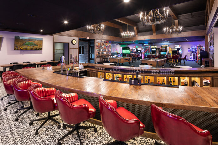 The new-look Supper Club features its sunken bar and arcade space. CREDIT HIGHLANDER HOTEL