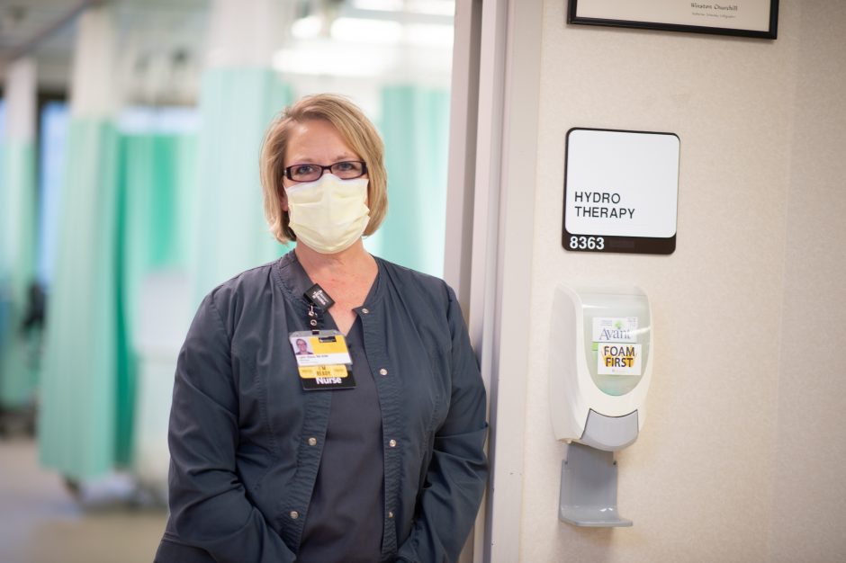 Lynn Glass, RN, BSN, is a burn center outpatient clinic employee. CREDIT UIHC