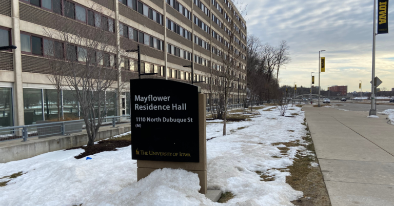 The University of Iowa is exploring options to sell Mayflower Residence Hall and construct a new $40-60 million returning student hall. CREDIT NOAH TONG