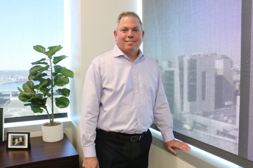 Brian Becker is shown in his office in downtown Cedar Rapids.