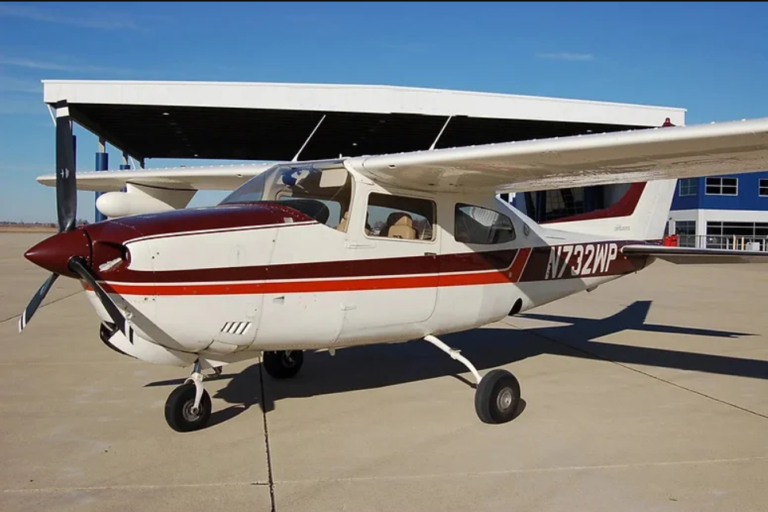The exterior of a 1977 Cessna T210M, the plane Mr. Ockenfels and Mr. Teahen will use to fly around the world. CREDIT JOHN OCKENFELS AND PETER TEAHEN