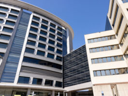 Stead Family Children’s Hospital connects to John Pappajohn Pavillion in March 2023. CREDIT UNIVERSITY OF IOWA.