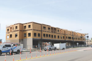 Work is under way on this mixed-use building, which will incorporate retail and residential units. 