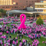 An inflatable pink ribbon was displayed at the Mercy’s Especially for You Race Against Breast Cancer in October 2022. CREDIT MERCY CEDAR RAPIDS.