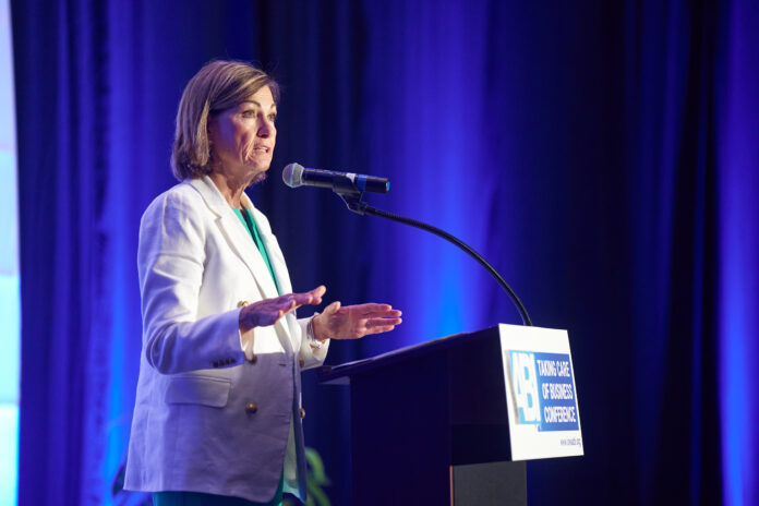 Governor Kim Reynolds speaks during the annual ABI conference June 14, 2023. CREDIT JOHN LEE PHOTOGRAPHY