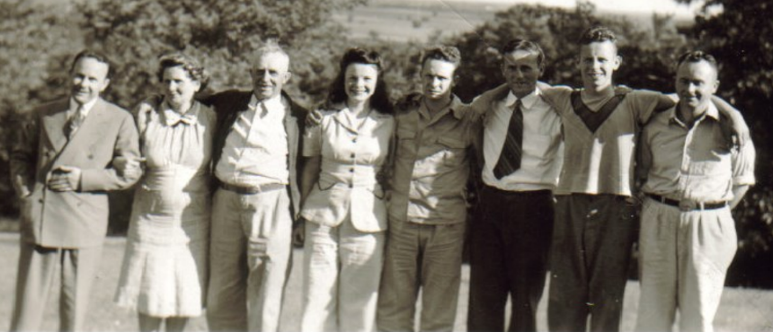 The Alberhasky family in 1938. John Alberhasky is pictured third from the right.
