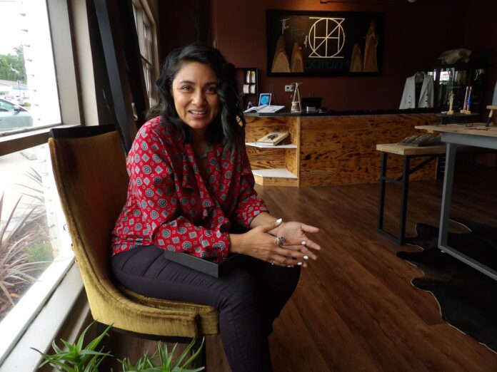 Alicia Velasquez is the artist and entrepreneur behind The House of Dotł’izhi, 327 Kirkwood Ave., Iowa City, Native American shop. CREDIT SIMONE GARZA