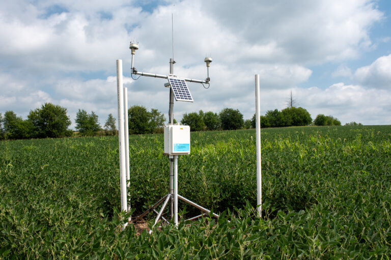 A hydrostation in Guthrie county. Congress’s Community Project Funding supports the installation of additional stream sensors and 30 new hydrostations along the Lower Cedar River and MaqAuoketa River watersheds. CREDIT UNIVERSITY OF IOWA