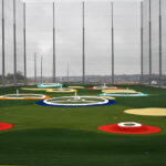 The outdoor driving range at Pinseekers uses Toptracer technology and features 10 Smart Target Greens that illuminate upon impact.