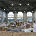 A view of the construction on the Pickle Palace's indoor courts from the building's second-floor balcony. CREDIT RICHARD PRATT