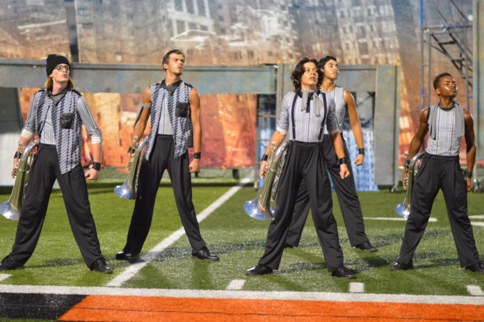 Southwind Drum & Bugle Corps, of Mobile, Alabama, performs Aug. 4 at Tournament of Drums, held for the first time at Prairie High School in Cedar Rapids. CREDIT CINDY HADISH