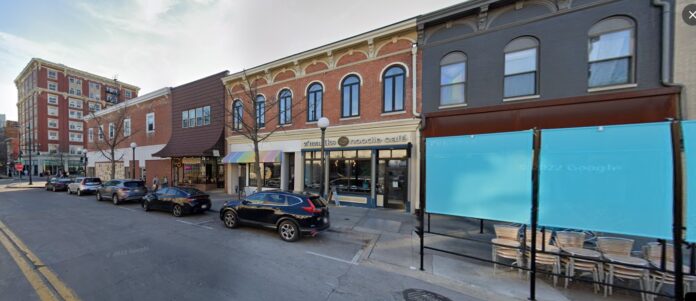 A portion of Dubuque Street facing south toward Washington Street.