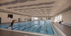 Rendering of the competition pool in the new aquatic center