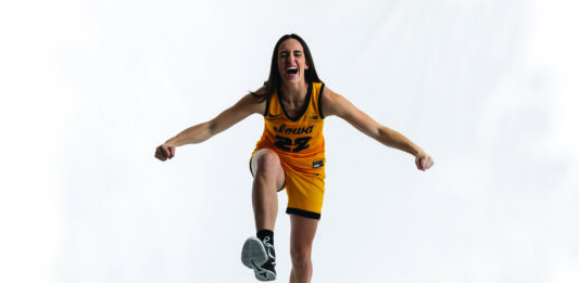 Iowa Hawkeyes guard Caitlin Clark is shown during the team photo shoot Oct. 4, 2023
