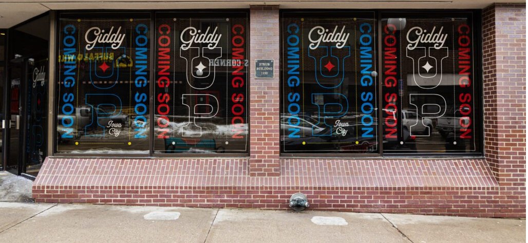 Giddy Up storefront, located at 118 S. Clinton St., Iowa City.