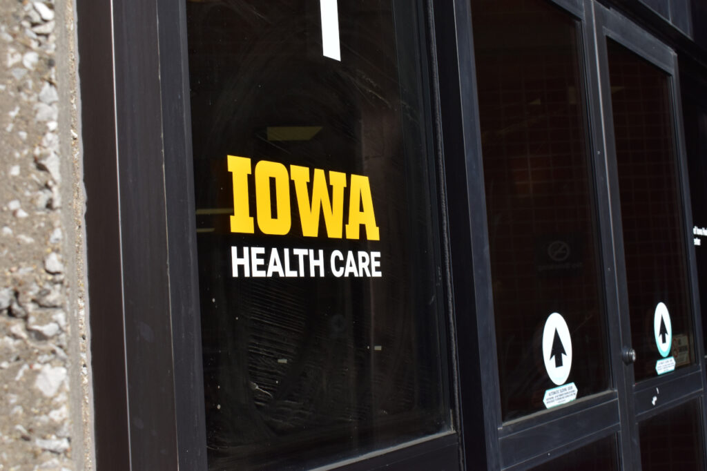 New door decals unveiled as UIHC takes on Mercy Iowa City operations.
