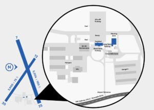 A map of the Iowa City Municipal Airport.