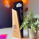 An example of the Iowa Podcast Awards trophy. CREDIT UPLOAD MEDIA GROUP