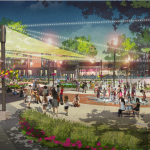 A rendering of Marion's Central Plaza in the summer.