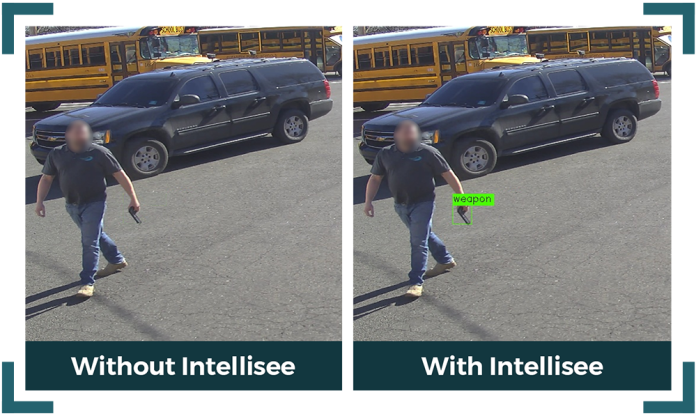 A comparison graphic showing Intellisee's capabilities. The Coralville company recently announced a partnership with AtlasIED, a company specializing in the commercial audio and security industries.