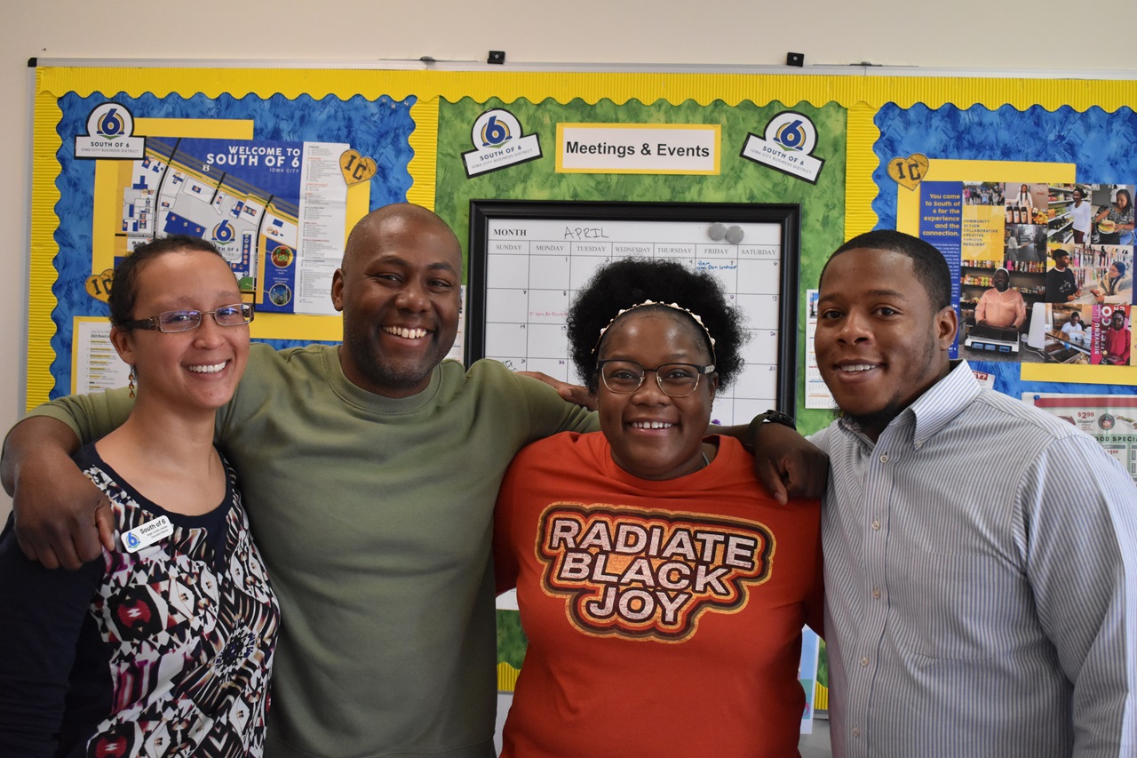 Dream City collaborators (l-r): Angie Jordan, executive director of South of 6 Iowa City Business District; Simeon Talley, founding partner of Community Development Strategies and project coordinator with Dream City; Tasha Lard, founder and CEO at M.O.G.U.L Consulting and owner of JD Beauty Supply; and Frederick Newell, founder and executive director of Dream City.