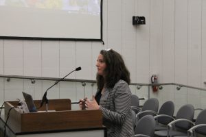 Darian Nagle-Gamm, Iowa City director of Transportation Services, addresses the Iowa City council at its April 2 meeting. 