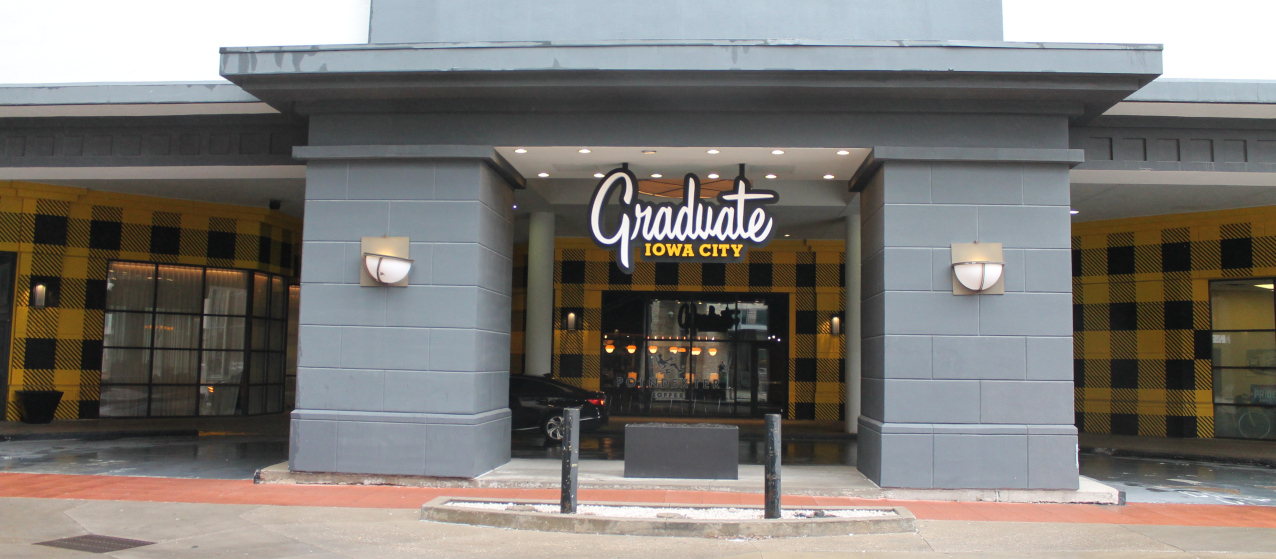 Front entrance of the Graduate Iowa City, 210 S. Dubuque St.