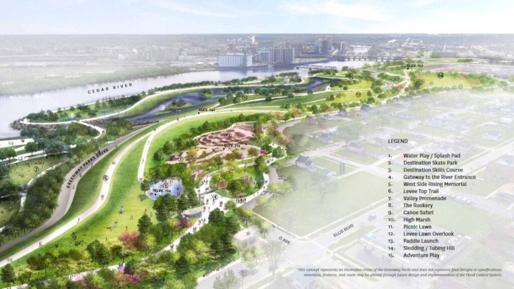 Cedar Rapids Greenway Parks Plan rendering