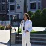 Mayor Tiffany O'Donnell speaks at the launch of NewBo City Market's Next Level Local capital campaign, Saturday, May 11. CREDIT ALEXANDRA OLSEN
