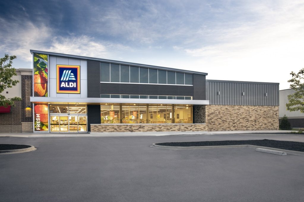 A rendering of the new Aldi opening in North Liberty May 2.