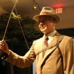 A statue of Herbert Hoover fishing is seen at the Herbert Hoover Presidential Library and Museum