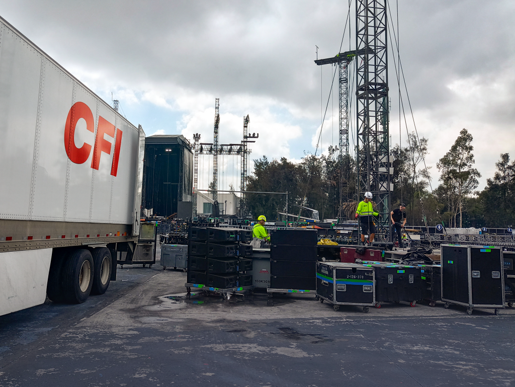 Fifty-one CFI trucks were needed to make the trip with the Eras Tour equipment to Mexico City, Mexico. CREDIT CFI